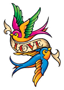 Tatuagem Classic Girls Pássaros do Amor