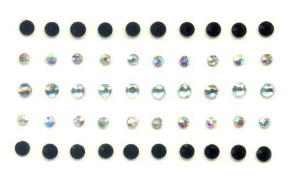 Clear & Black Body Gems (50 Body Crystals)