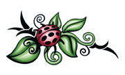 Ladybug On Leaves Tattoo