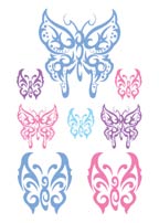 Papillons Couleurs Glitter (8 Tattoos)