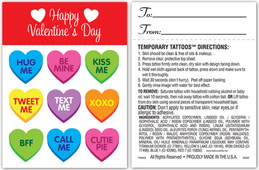 Messages Du Cœur Carte de Tatouage Saint Valentin