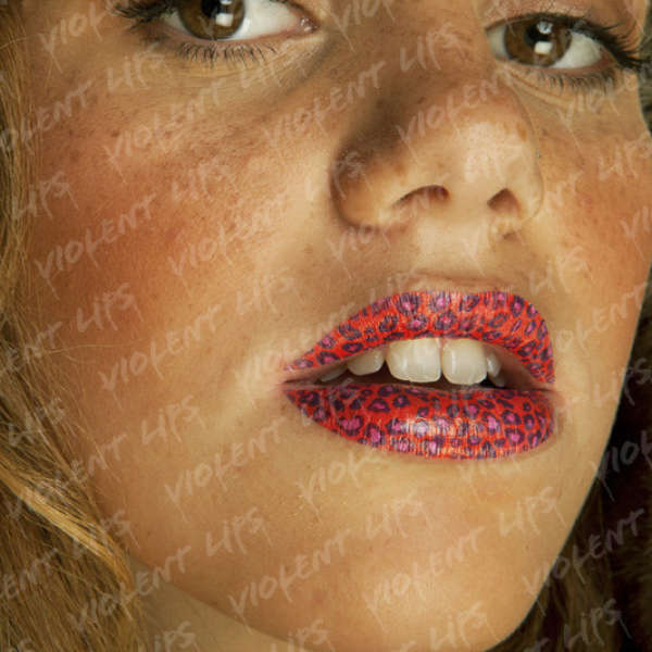 Coral Cheetah Violent Lips (3 Conjuntos Del Tatuaje Del Labio)