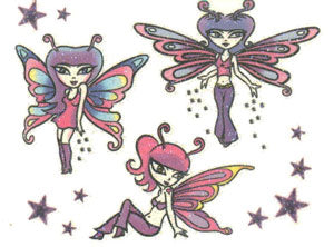 Cute Glitter Fairies Tattoos