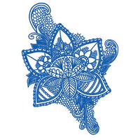Tatuagem em Azul Cerâmica de Uma Flor