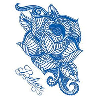 Tatuagem em Azul Cerâmica de Uma Rosa