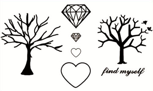 Diamonds, Hearts & Trees Tattoos