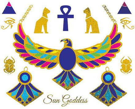 Egyptische Zonnegodin (13 Metallic Tattoos)