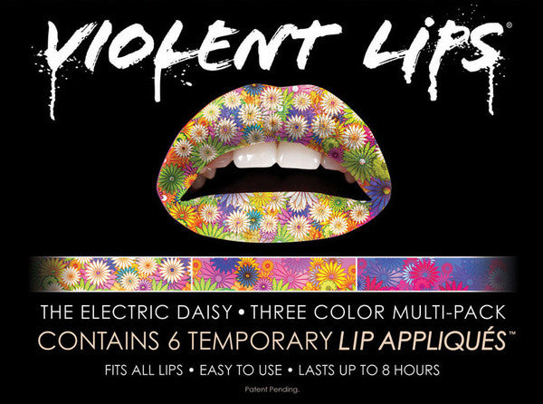 Electric Daisy Violent Lips (6 Lippen Tattoo Sätze)