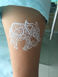Tatuajes De Elefante De Encaje Blanco