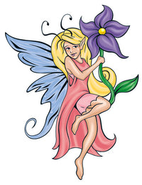 Fairy With Blue Flower Tattoo