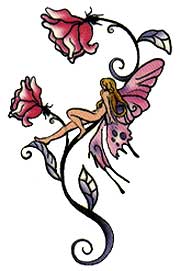 Fairy Resting On Flower Tattoo
