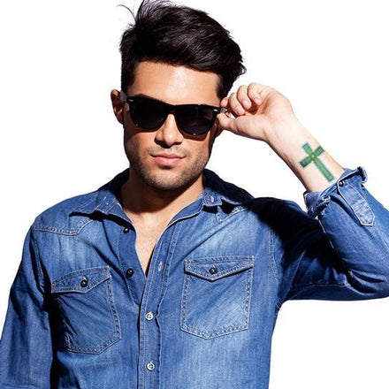 Oranje-Groen Fancy Kruis Tattoo