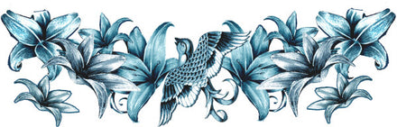 Tatuaggio Bracciale Floreale Con Uccello