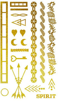 Metallic Gold Festival Collection PrismFoil Tattoos (19 Tattoos)