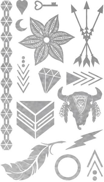 Metallic Zilver Festival Collectie Prismfoil (15 Tattoos)