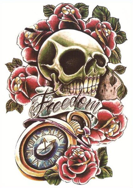 Freedom Skull & Roses Sleeve Tattoo
