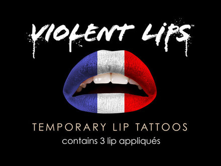 French Flag Violent Lips (3 Conjuntos Del Tatuaje Del Labio)