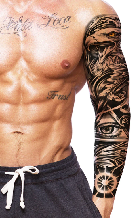 Tatuaje de manga completa en el brazo/hueso Ojo de Águila