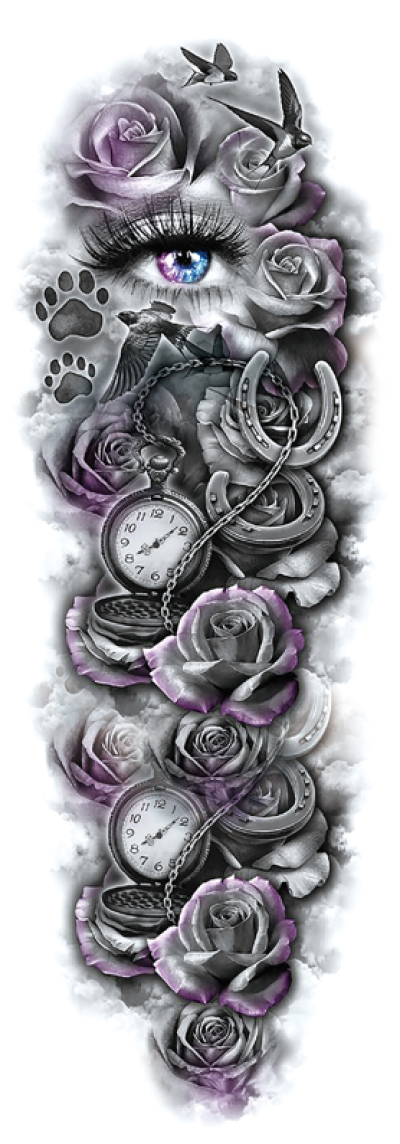Manches complètes Bras/Orteil Roses violettes