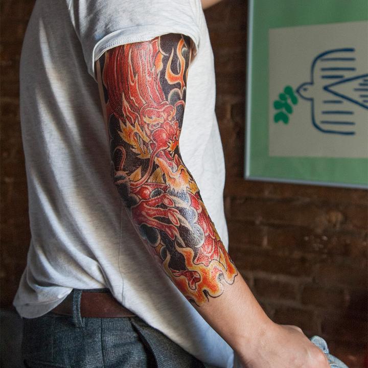Full Sleeve Arm Tattoo Drachen - Tattoonie