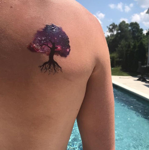 rubber tree tattoo Galaxy Tree Tattoo – Tattoo for a week