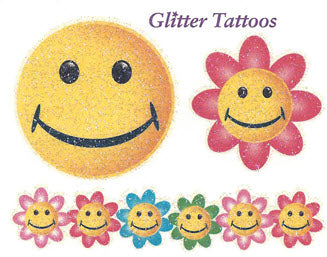 Glitzer Blumen Smileys Tattoos