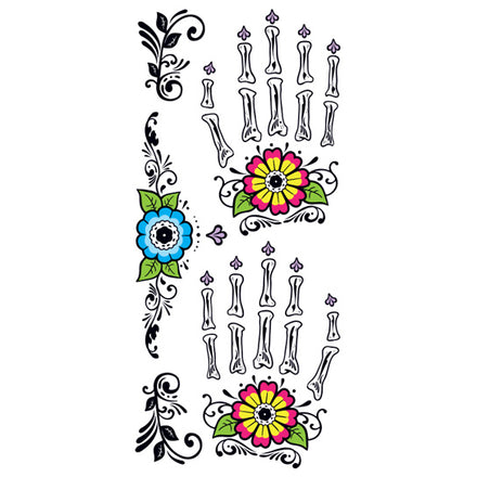 Glitzer Blumen Handknochen Tattoo