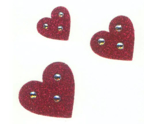 Glitter Hearts Body Jewel Sticker