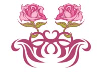 Tatuagem Brilhante Tribal Rosas Cor-de-Rosa