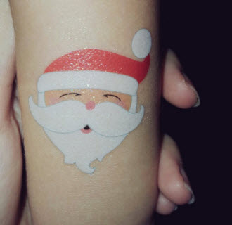 Glitter Santa Christmas Fake Tattoos (11 Tattoos)