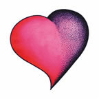 Tatouage cœur rouge violet pailleté