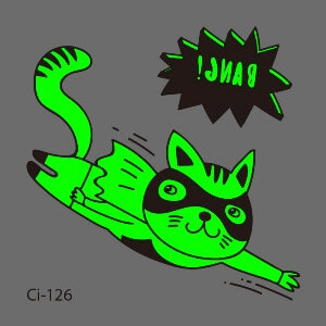 Tatuaje temporal de Gato Volador que brilla en la oscuridad Halloween