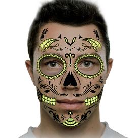 Glow In The Dark Face Mask Tattoo