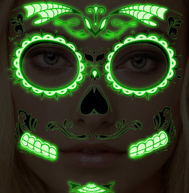 Resplandor En La Oscuridad Tatuaje De Máscara Facial