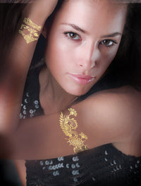 Gouden Henna Bloemen Tattoos
