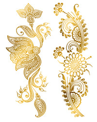 Gouden Henna Bloemen Tattoos