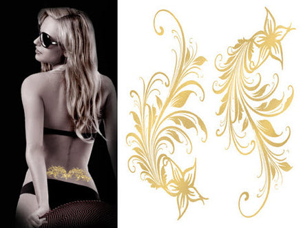 Gouden Bloemen & Bladeren Tattoos