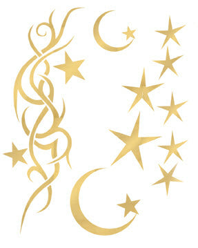 Moon & Stars Gold Tattoos