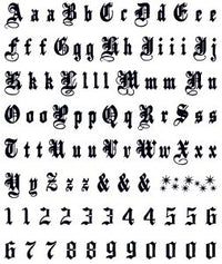 Gotische Tattoo Letters & Nummers