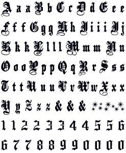 Gothic Tattoo Buchstaben