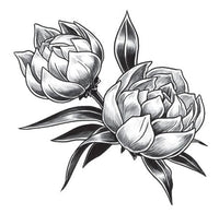 Gray Peony Rose Tattoo