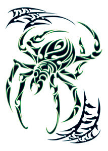 Araignée Tribal Verte Tattoo