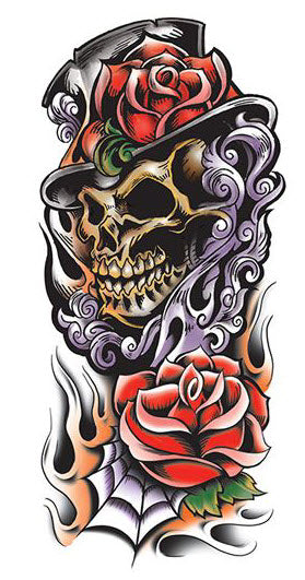 Grim Reaper Colored Sleeve Tattoo