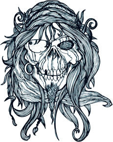 Tatuaje Del Cráneo Pirata Áspero