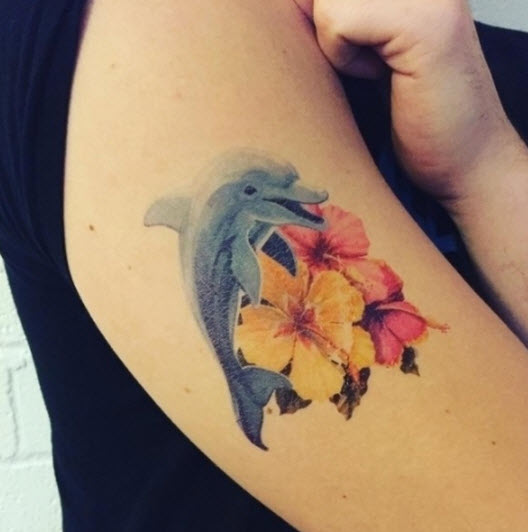 Hibiscus Dolphin Tattoo – Tattoo for a week