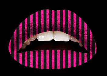 Pink & Black Stripes Violent Lips