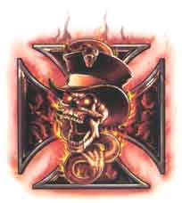 Fire Iron Cross Skull Tattoo