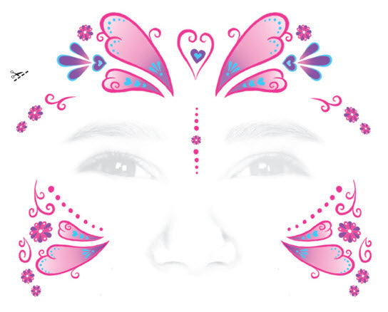 Kid Princess Butterfly Face Tattoo