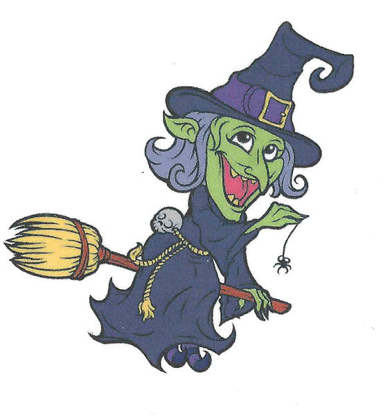 Kids Witch On Broom Tattoo