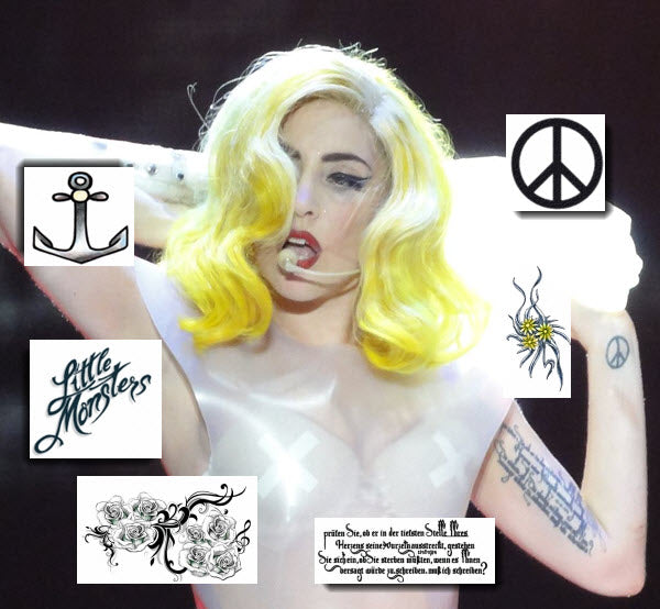 Lady Gaga Conjunto De Tatuajes Temporales (6 Tatuajes)